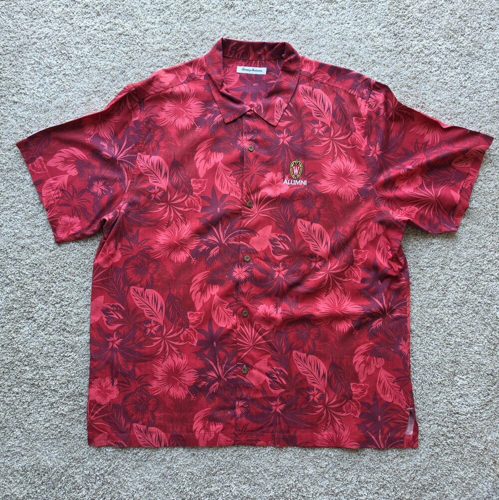 Tommy Bahama UW Alumni Hawaiian Short Sleeve Shirt - Men's XL - Tropical, Floral